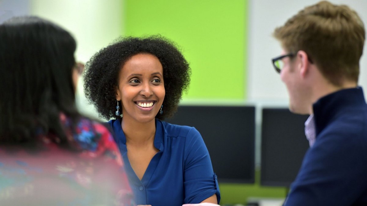 woman with group meeting