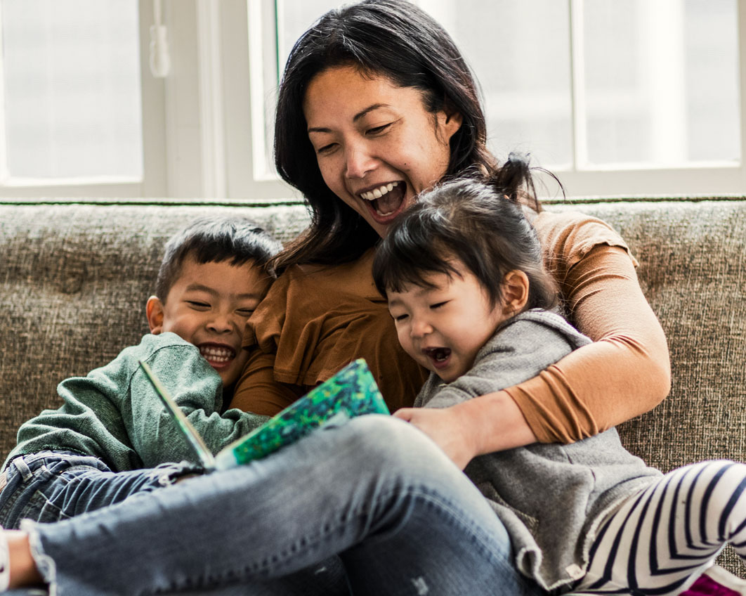 woman with child reading