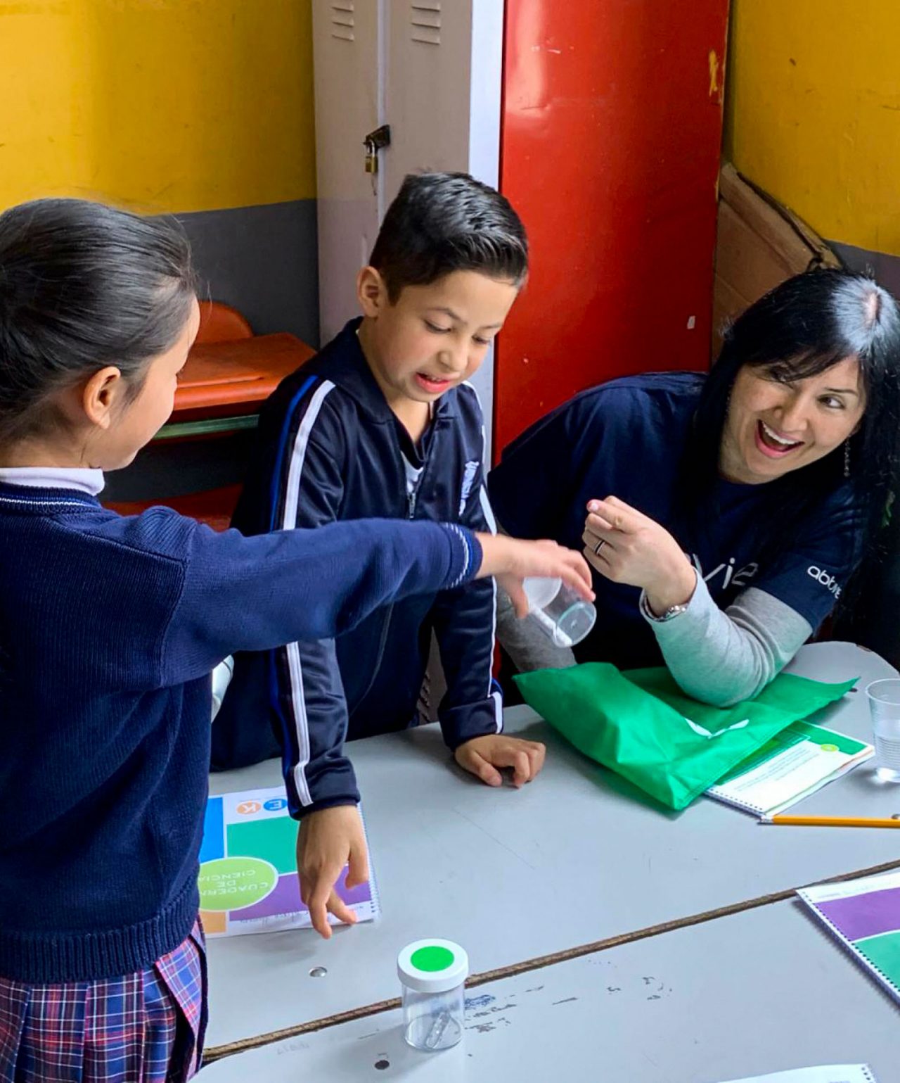 children doing science
